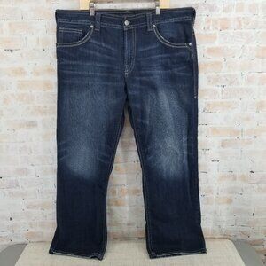 Silver Jeans Gordie Dark Wash Relaxed Fit Boot Cut Denim Jeans Men's 40 x 32